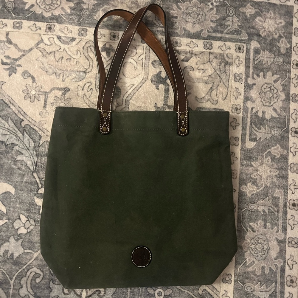 Le Papillon Green Canvas Tote Bag